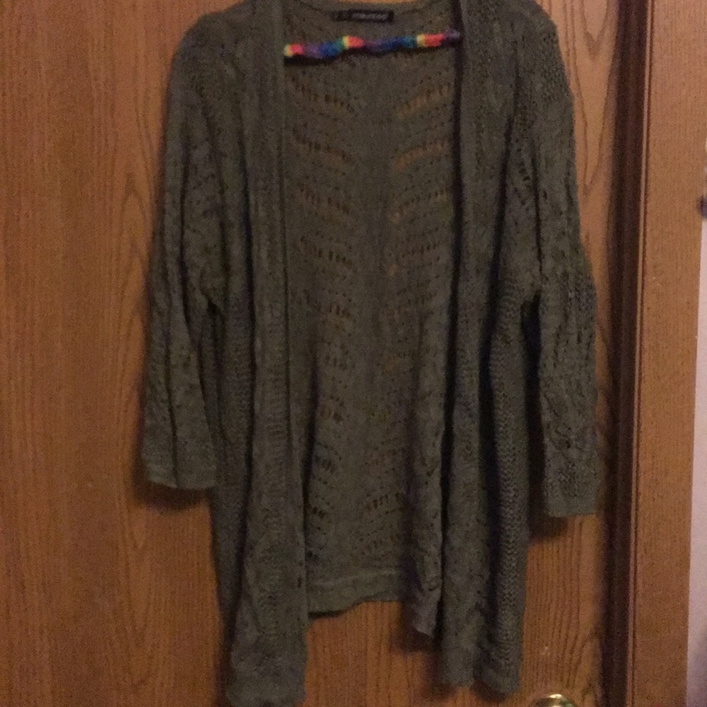 Crochet sweater olive colored Maurice’s brand